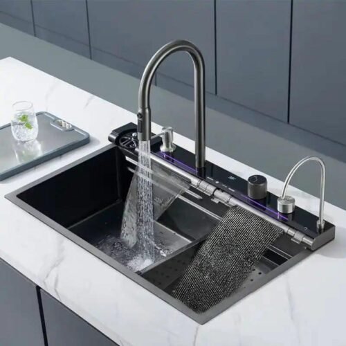 Nora Luxury Double Waterfall KItchen SInk (1)